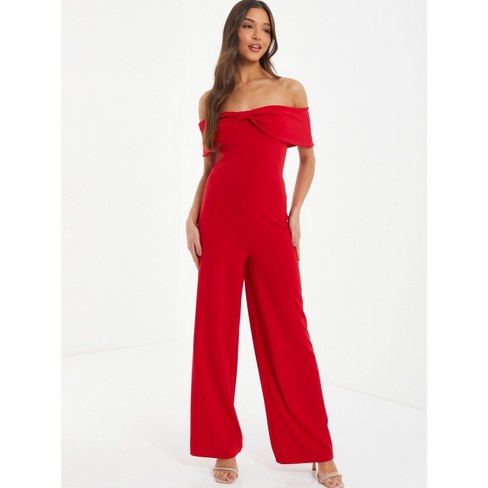 Quiz Women's Bow Bardot Palazzo Jumpsuit : Target