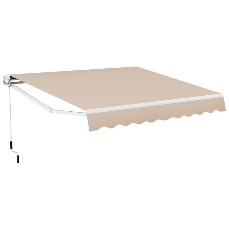 Costway Retractable Patio Awning Aluminum Deck Sunshade Shelter Outdoor Beige, 1 of 11
