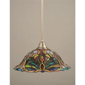 Toltec Lighting Any 1 - Light Pendant in  Brushed Nickel with 19" Kaleidoscope Art Glass Shade - 1 of 1