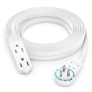Maximm Cable 360° Rotating Flat Plug Extension Cord, 16 AWG 3 Outlet - 1 of 4