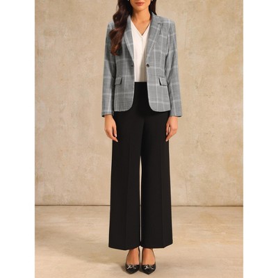 INSPIRE CHIC Women's Houndstooth Plaid Dressy Vintage Notched Collar Long Sleeve Semi Formal Suit Jacket XX-Large Black — фото 3