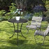 Cast Aluminum Patio Bistro Table, 24" Round Rust-Resistant Outdoor Coffee Table with Umbrella Hole & Frosted Finish for Balcony, Garden, Backyard - 2 of 4