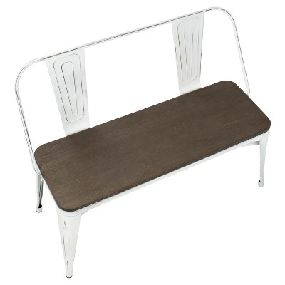 Oregon Contemporary 42'' Brown and White Industrial Dining Bench