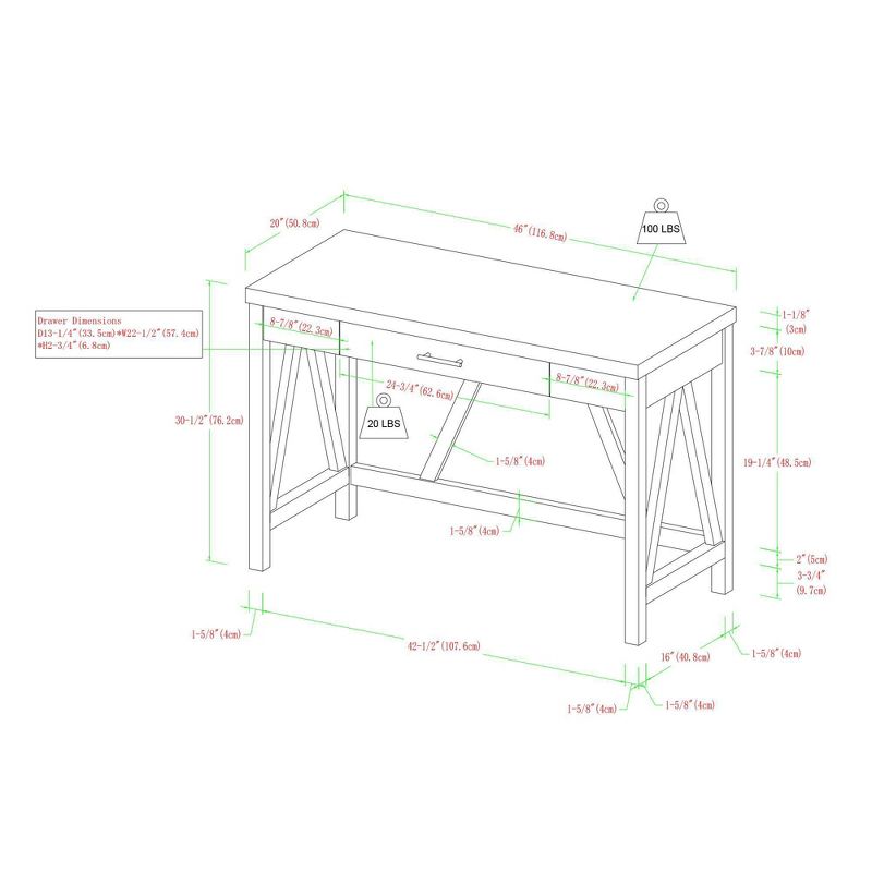 Taylen A Frame Transitional 1 Drawer Writing Desk - Saracina Home, 6 of 12