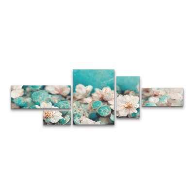 Trademark Fine Art Treechild Turquoise Buds 3 Piece Panel Set Art