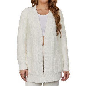 Snuggle Sac Women’s Open Front Cardigan with Pockets Soft Long Sleeve Knit Sweater for All Seasons - 1 of 4