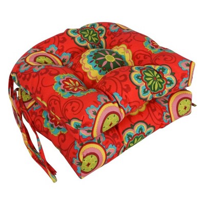 Blazing Needles, 16-inch Spun Polyester Patterned Outdoor U-shaped Tufted Chair Cushions (Set of 2)