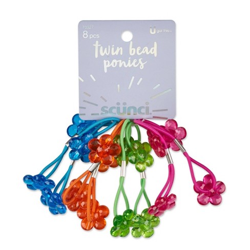 Scunci Twin Bead Ponytailers 8pk Target