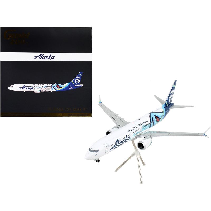 Boeing 737 MAX 9 Commercial Aircraft "Alaska Airlines" White with Blue Tail 1/200 Diecast Model Airplane by GeminiJets, 1 of 4