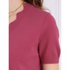 INSPIRE CHIC Women's Short Sleeve V Neck Button Down Wave Trim Summer Knit Cropped Cardigan - 4 of 4
