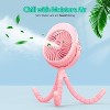 PANERGY Portable Stroller Fan with Mist, Rechargeable Misting Fan with Water Spray, 270° Pivot Personal Mister Fan with Flexible Tripods - Pink - 2 of 4