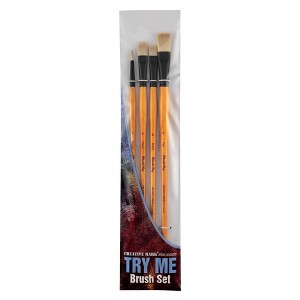 Mimik Hog Professional Synthetic Hog Bristle Paint Brush - Try-Me Set of 4 - Versatile Alternative to Natural Hog Hair Paint Brushes for Oil Painting, - 1 of 4