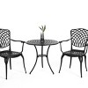 3 Piece Cast Aluminum Patio Bistro Set with Umbrella Hole, Outdoor Metal Table and Chairs for Patio Small Space Chat Sets-The Pop Home - 2 of 4