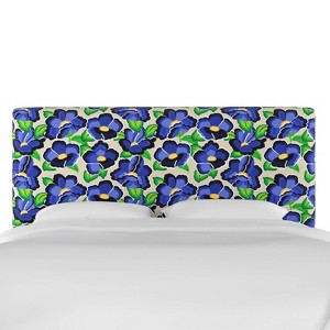 Full Upholstered Headboard in Carla Floral Blue - Cloth & Co.