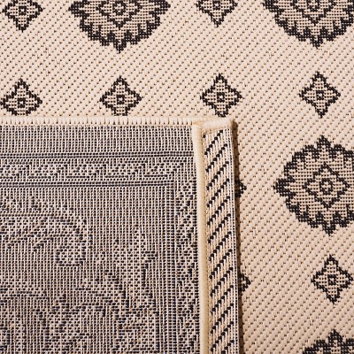 Sand and Black Rectangular Synthetic Indoor/Outdoor Area Rug