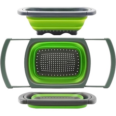 Colander collapsible, Colander Strainer Over The Sink Vegetable Fruit Strainer Basket (6 Quart) with Extendable Handles