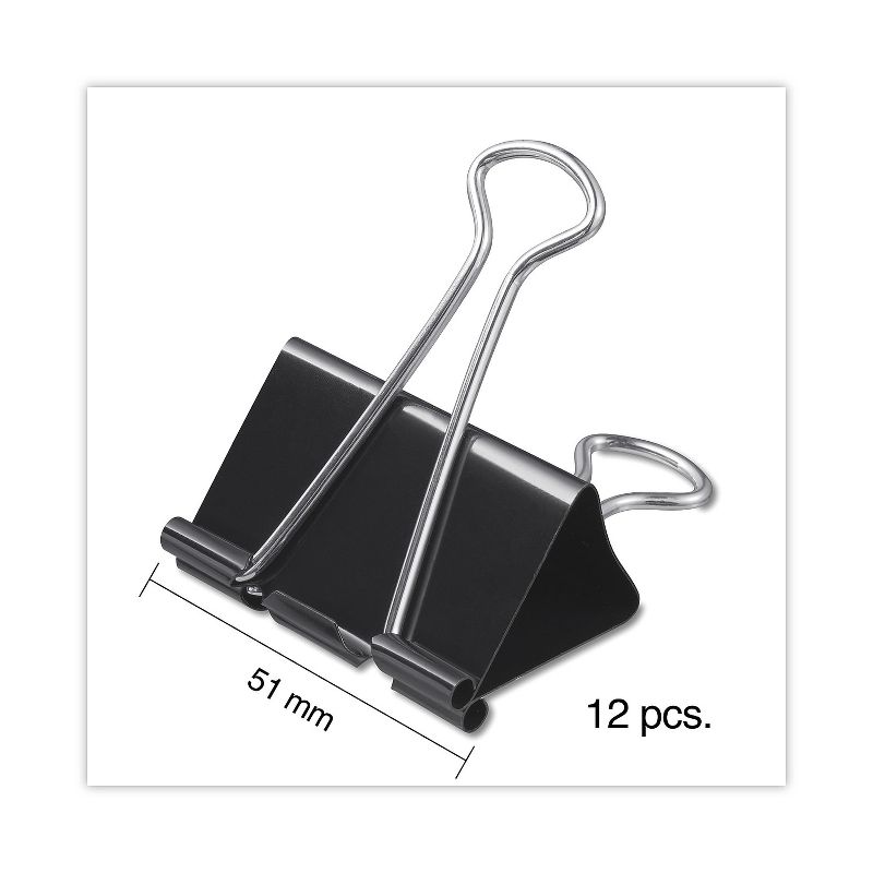 UNIVERSAL Large Binder Clips 1" Capacity 2" Wide Black 12/Pack 11112, 4 of 7