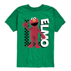 Boys' - Sesame Street - Elmo With Checkered Pattern Short Sleeve Graphic T-Shirt - 1 of 4