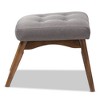 Waldmann Mid Century Modern Fabric Upholstered Ottoman Gray - Baxton Studio: Walnut-Finished Legs, Button-Tufted, Foam Padded - 3 of 4