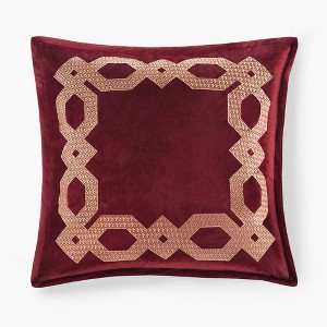 Gracie Mills Mallor Geometric Embroidered Velvet European Pillow Sham - 1 of 4