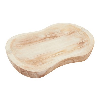 Okuna Outpost Handmade Paulownia Wooden Dough Bowls for Decor with 8-Shaped Design for Table, Entryway, 11 x 16 In