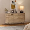 LuxenHome Sideboard Buffet Cabinet with Storage, 53'' Wide Mid Century Modern Natural Oak Manufactured Wood Accent Cabinet with 3-Door - 4 of 4
