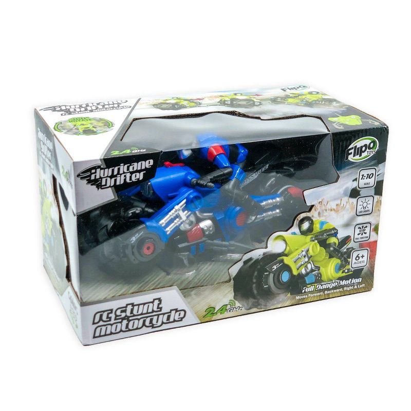 Flipo Hurricane Drifter Remote Control Stunt Drift Bike Motorcycle Racing Vehicle With Riding Figure, 3 of 4