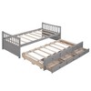 NicBex Twin Size Daybed Modern Wooden Bed Frame with 3 Storage Drawers, Trundle and Guardrails for Bedroom, Living Room, No Box Spring Required - 3 of 4