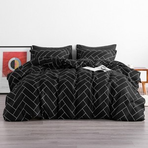 2/3 Pieces Microfiber Duvet Cover Set, Soft Brick Printed Comforter Cover Set with Zipper & Corner Ties - NTBAY - 1 of 4