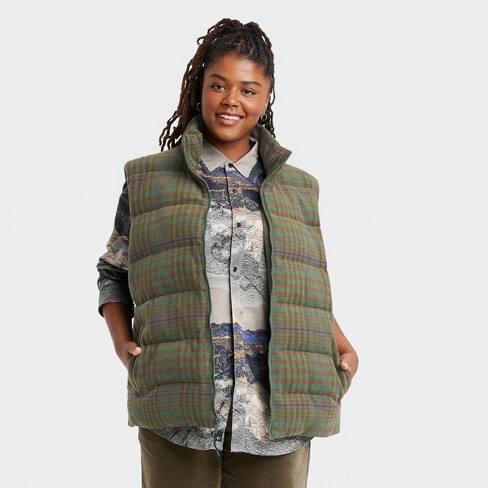 Green puffer vest clearance womens