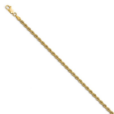 Black Bow Jewelry 14k Yellow Gold 2.75mm Handmade Solid Classic Rope Chain Bracelet