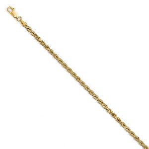 Black Bow Jewelry 14k Yellow Gold 2.75mm Handmade Solid Classic Rope Chain Bracelet - 1 of 4