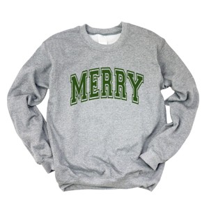 Simply Sage Market Merry Varsity Thick Outline Sweatshirt - 1 of 4