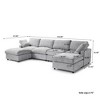U Shaped Sectional Couch 134 Inch 4-Seater Modern Modular Sofa with 2 Ottoman,Chenille Deep Seat Couches for Living Room, Bedroom and Apartment - 3 of 4