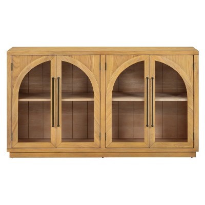 TIRAMISUBEST Arched Buffet Cabinet with Glass Doors & Magnetic Locks