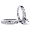 Pompeii3 1ct Diamond Engagement Matching Wedding Ring Setting 14K White Gold - 3 of 4