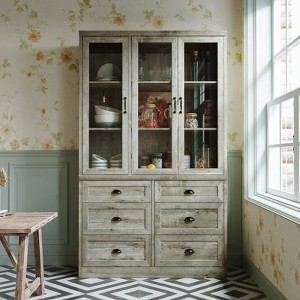 Famapy Vintage Kitchen Cabinet,Adjustable Shelves & Glass Doors,Multi-Drawer Large-Capacity Kitchen Storage Solution,Antique-Style Kitchen Pantry - 1 of 4