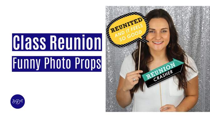Big Dot of Happiness Funny Class Reunion - Photo Booth Props Kit - 10 Piece, 2 of 7, play video