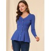 Allegra K Women's Slim Fit V-Neck Long Sleeve Ribbed Pullover Knitted Peplum Sweater - 2 of 4
