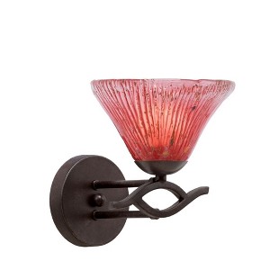 Toltec Lighting Revo 1 - Light Sconce in  Dark Granite with 7" Raspberry Crystal Shade - 1 of 1