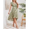 Women's Maternity Dress Wrap V Neck Ruffle Sleeveless Dress Casual Flowy Nursing Midi Dress with Belted for Babyshower Photoshop - 3 of 4