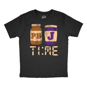 Youth Funny T Shirts PB&J Time Sarcastic Food Graphic Novelty Tee For Kids - Crazy Dog Youth T Shirt For Foodies - 1 of 4