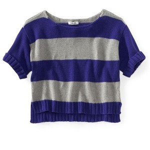 Aeropostale Womens Stripe Wide-fit Cropped Knit Sweater - 1 of 1