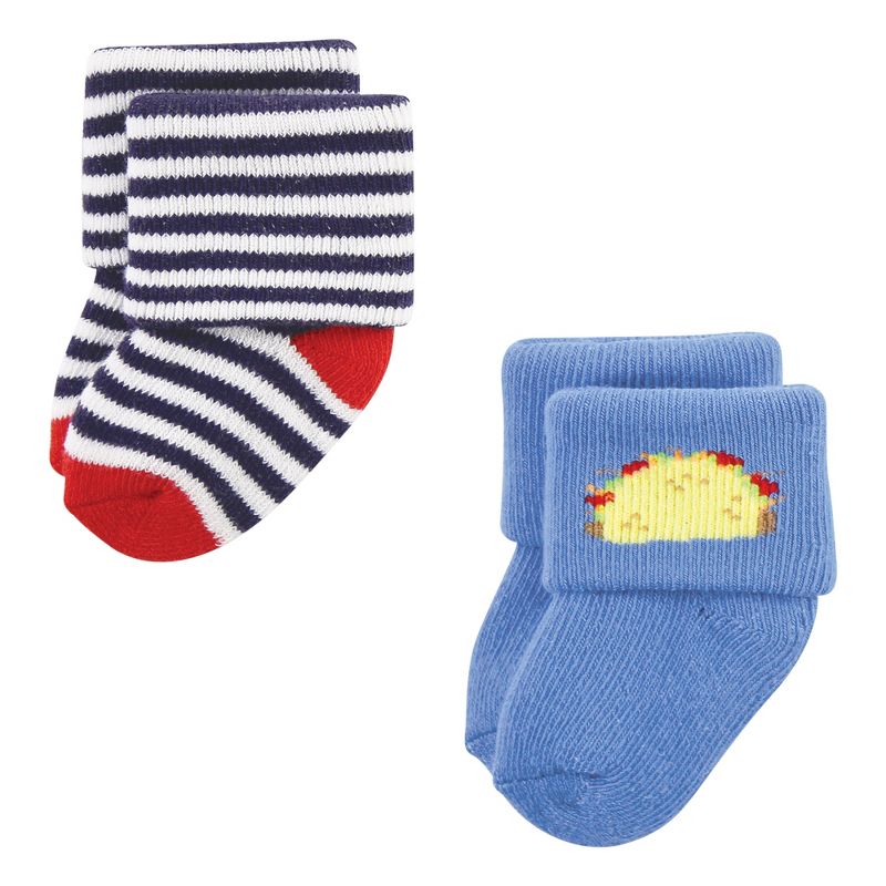 Hudson Baby Infant Boy Cotton Rich Newborn and Terry Socks, Snacks, 4 of 7
