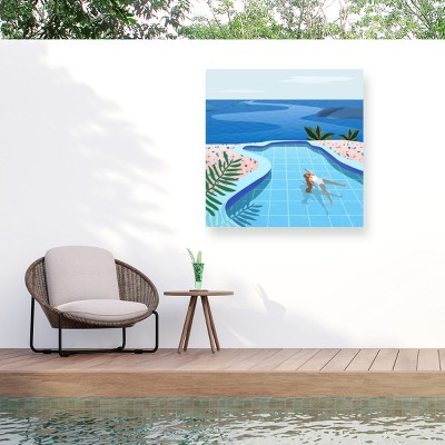 Trademark Fine Art - Petra Lizde  Girl in Pool Matted Framed Art