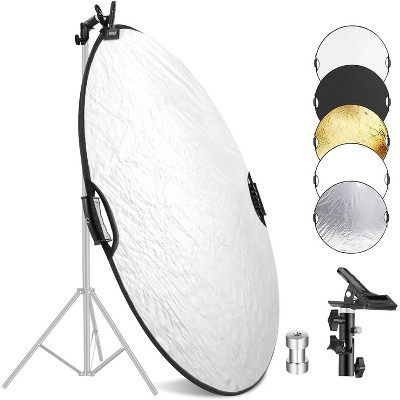 Boersma 32"/80cm Light Reflector with Clamp & Hand Grips, Multi Disc Photography Reflector Translucent/Silver/Gold/White/Black with 3/8" Thread