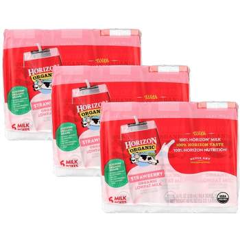 Horizon Organic Low Fat Strawberry Milk - Case of 3/6 boxes, 8 oz