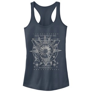 Juniors Womens CHIN UP Dream Big Worry Small Racerback Tank Top - 1 of 3