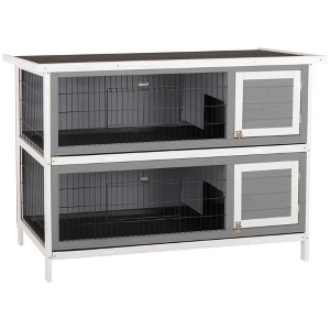 PawHut 54" 2-Story Large Rabbit Hutch Bunny Cage Wooden Pet House Small Animal Habitat with Lockable Doors, No Leak Tray and waterproof Roof for Outdoor/Indoor - 1 of 4