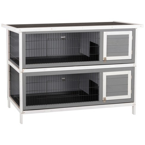 Pawhut 2 outlet story rabbit hutch